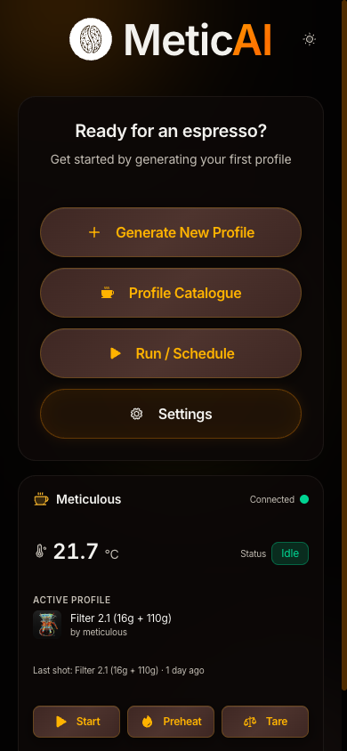 MeticAI Home &mdash; Mobile